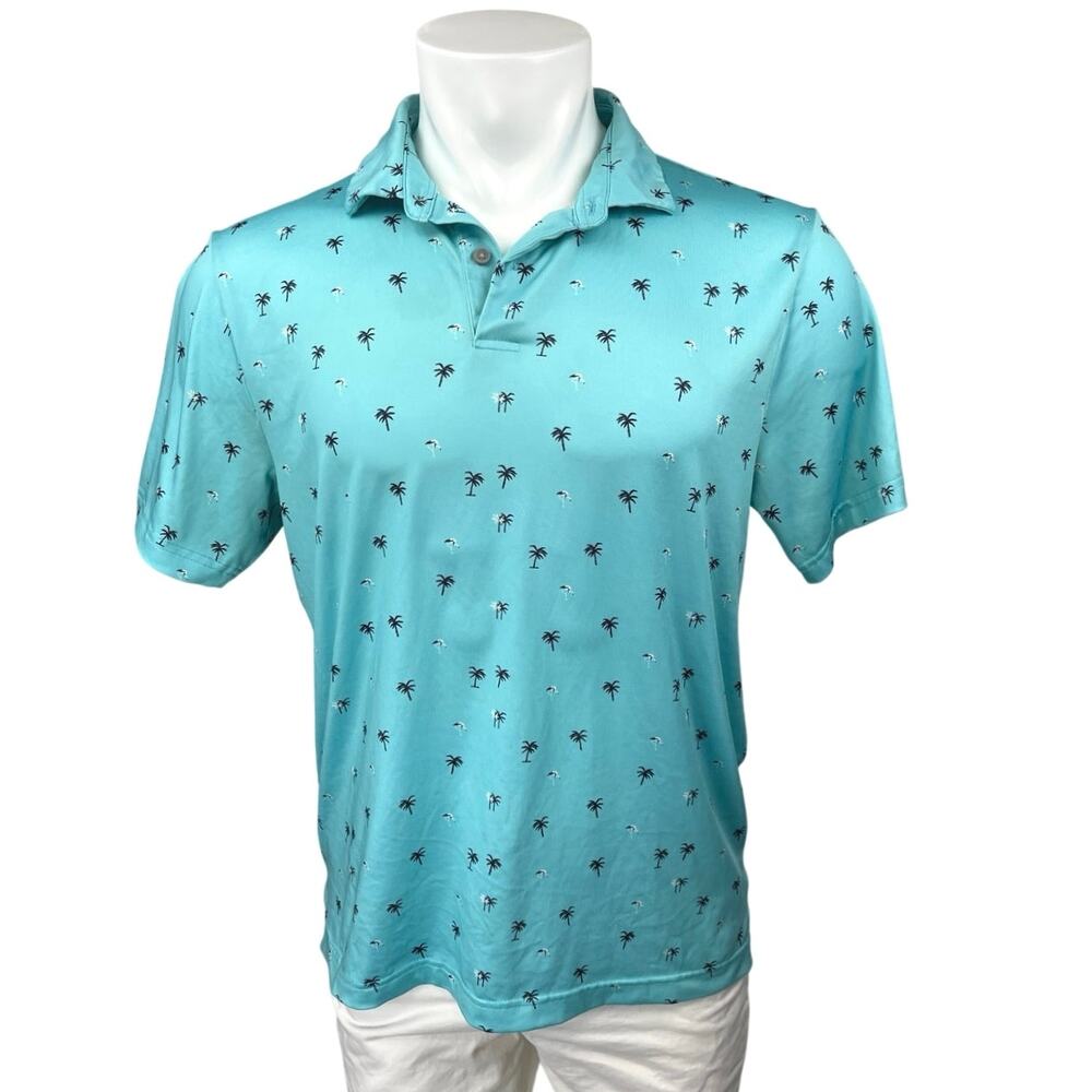 Grand Slam Men's Blue Printed Short Sleeve Collar Performance Polo Shirt Top M